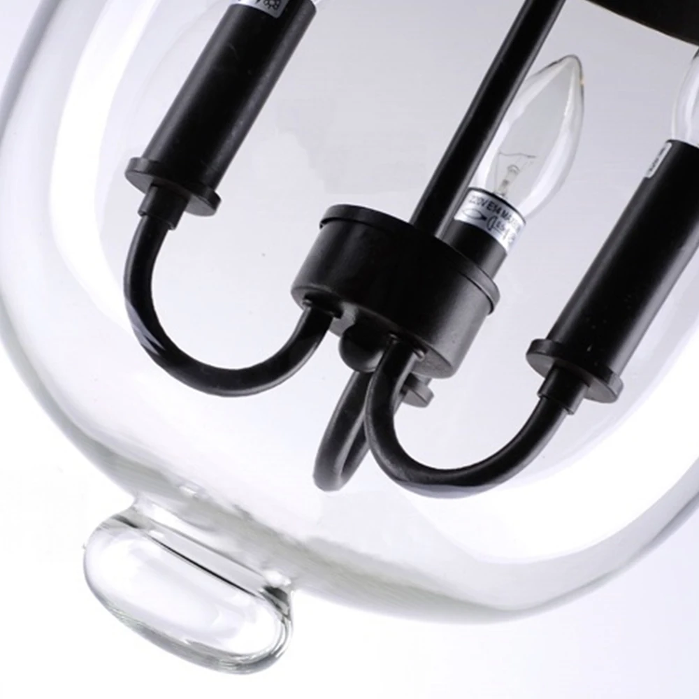 Retro Rustic Clear Glass 3 candle Lights Bell Jar pendant light