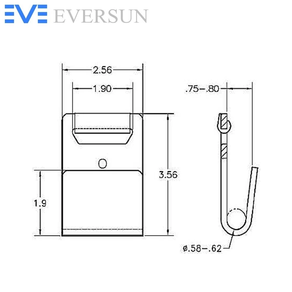 ES10214 11000LBS x 2 inch Flat Cargo Hook For Ratchet Cargo Control