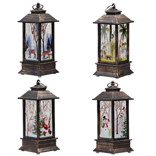 Vintage Christmas Lantern kerosene lantern Decorative led Snowman lantern