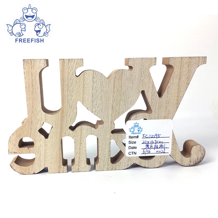 Wooden decorative home family desktop word letters standing block