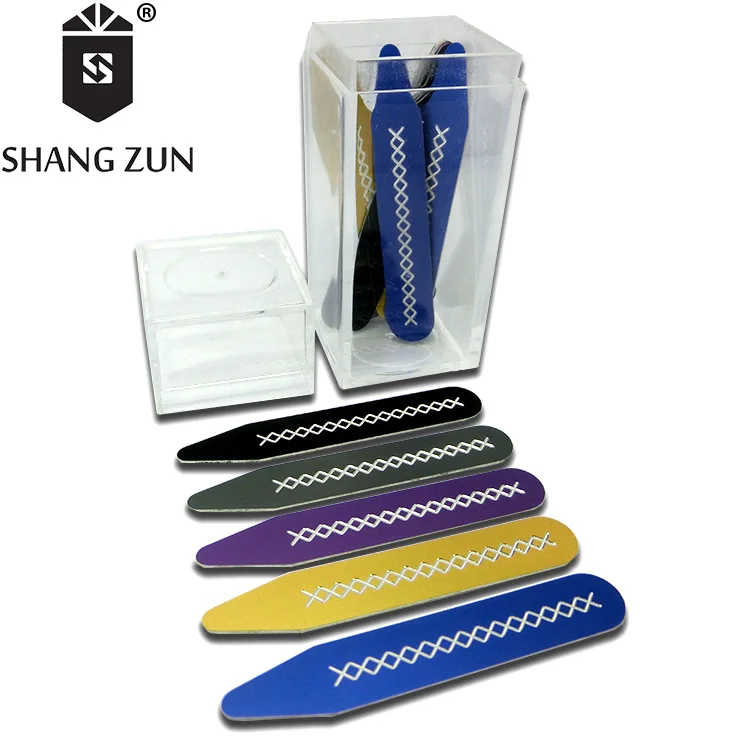Personalized Metal Collar Stays Aluminum Colorful Engraved Collar Stiffener Collar Inserts With Box