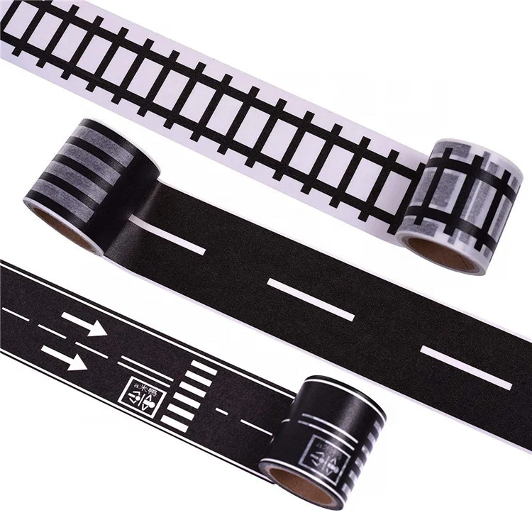 Hybsk Free sample Washi Tape DIY Trains Railways Road Tape for Toy Cars