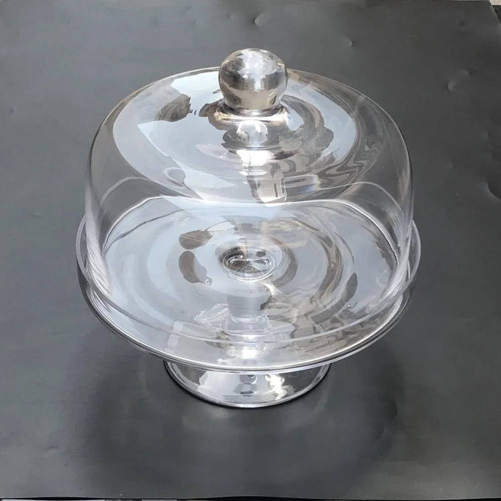 
handmade larger big size Clear Crystal Glass cake cover set for wedding cake stand with domed cover lid 