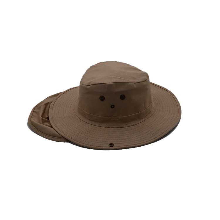 Outdoors custom logo button decoration plain summer safari neck protection fisherman hat bucket hats