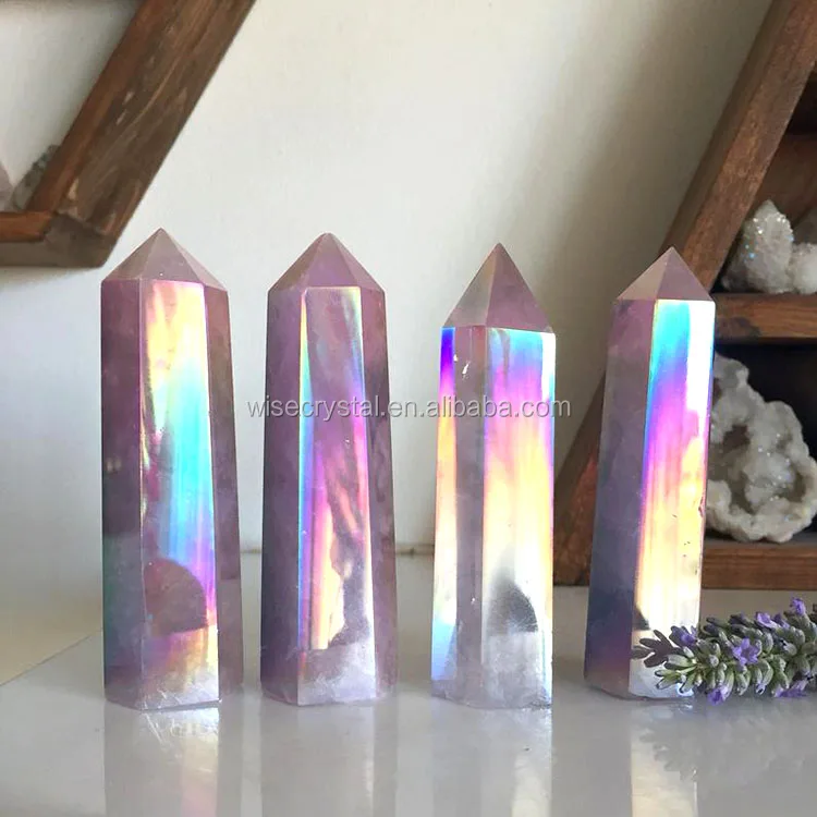 Bismuth Titanium angel aura quartz crystal point healing Colour Plating crystal