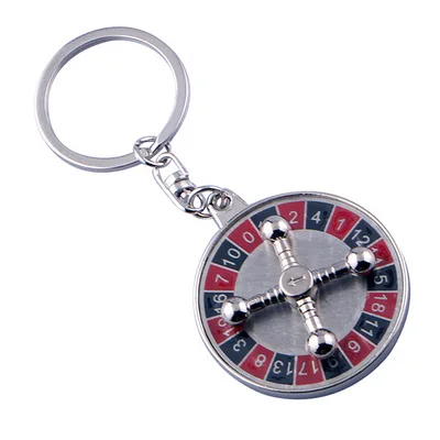 Custom Stainless Steel turntable steering wheel compass keychain