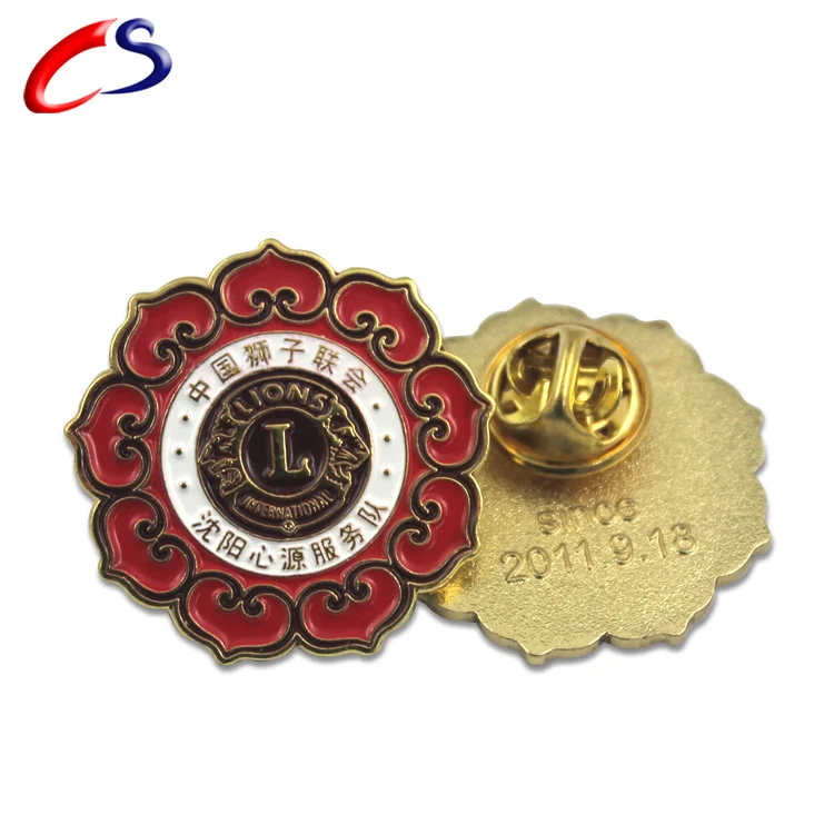 Custom made lions clubs badge lapel pin with car badge emblems badges