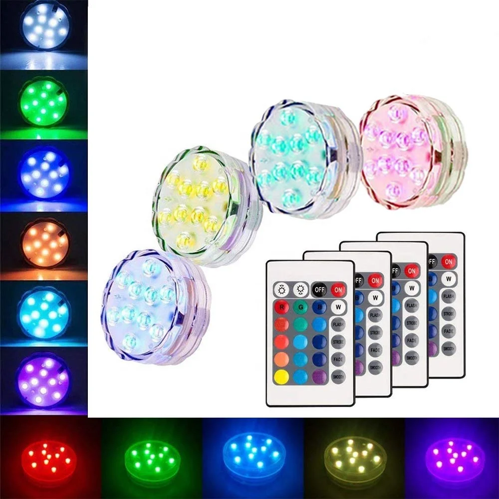 3A Battery Operated Waterproof  Ip68 SMD5050 Submersible Hot Tub Led Lights Rgb Led Light with Remote Control