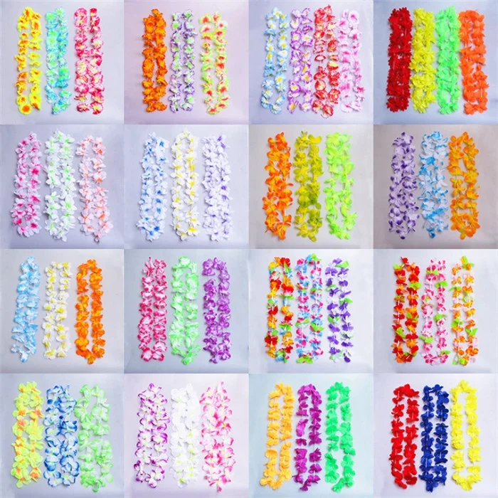 F-1387 Wholesale Colorful Artificial Silk Leis Necklace Garland Hawaii Wreaths