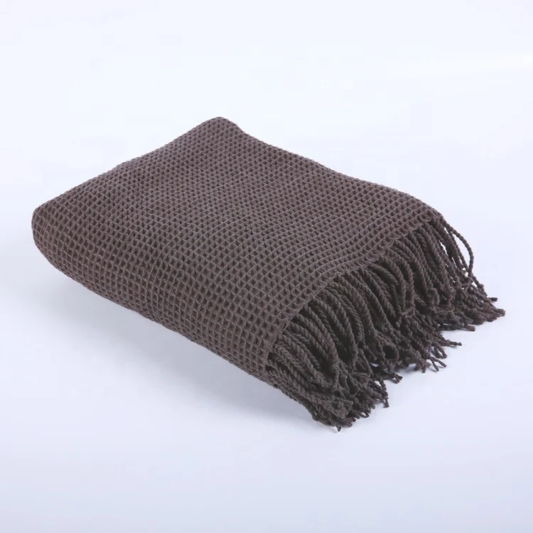 Плюс размер шаль больница baby вафельное одеяло с кисточкой