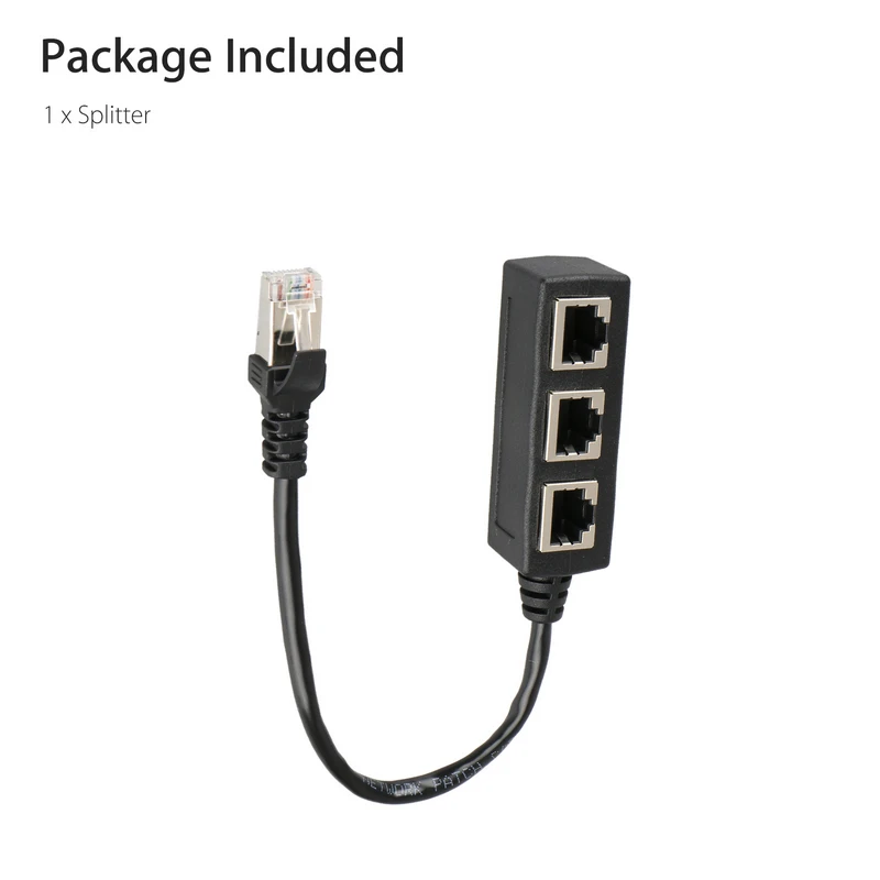 Разветвитель кабеля RJ45 LAN Ethernet от 1 до 3 портов сетевой адаптер Cat5 Cat6 удлинитель