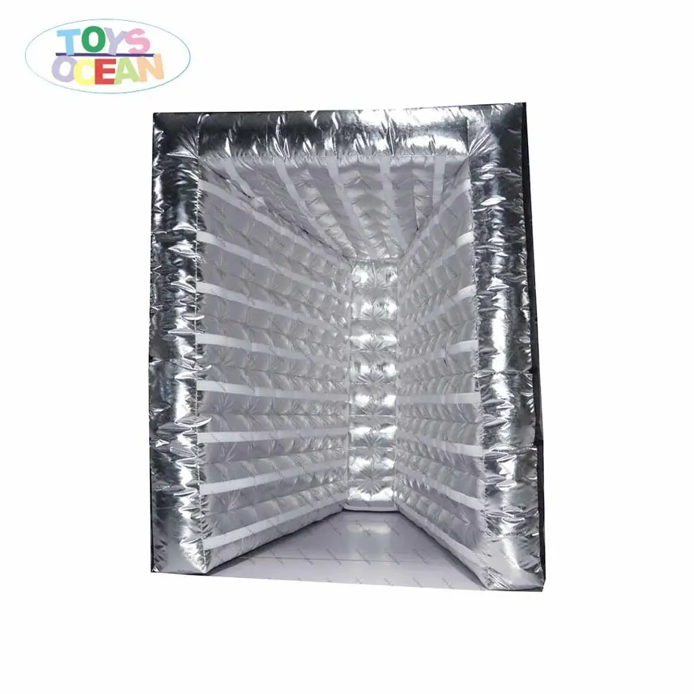 LED light Silver material colorful shinning inflatable V shape photo booth