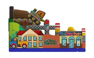 
Building Themed Inflatable Fun City Simulate Construction Place Waterproof for sale 