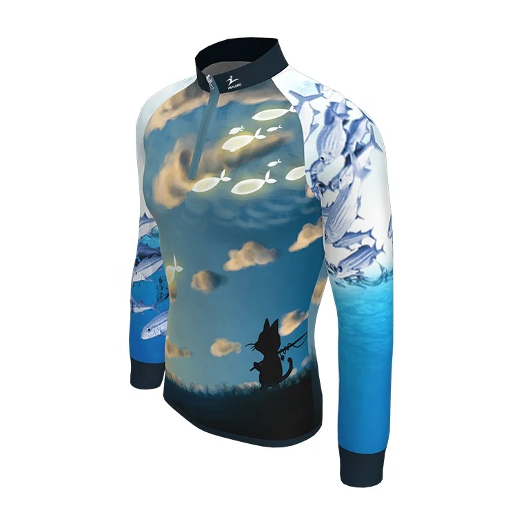 Full Sublimation Fishing T-Shirt Wholesale Sport Jerseys Custom Men Long Sleeve Fishing Wear