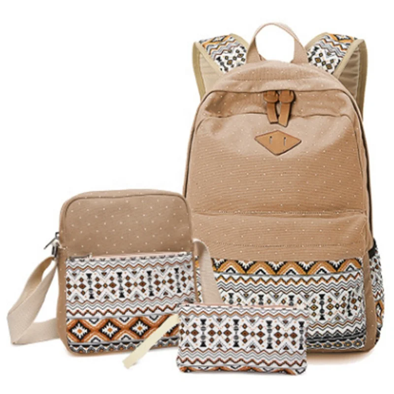Wholesale Stock Design Cheap Canvas Fashion School Backpack Bags Set for Travel School Backpack Bag