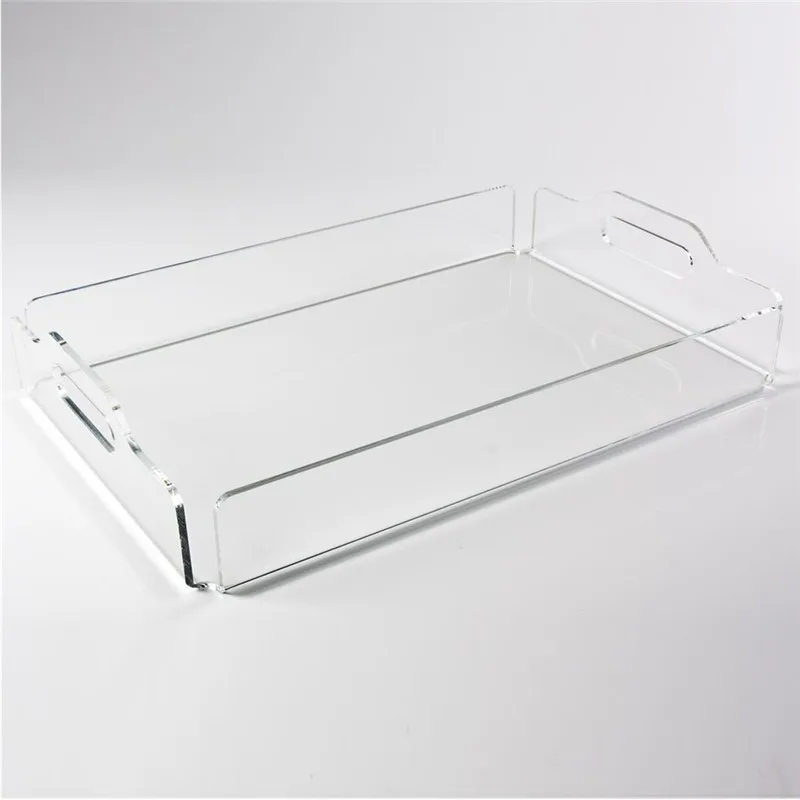 
Customized Clear Personalized Acrylic Lucite Serving Tray with Handles 