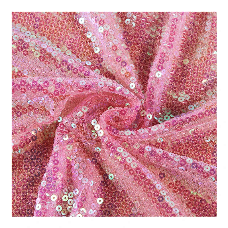 Best selling fashion latest products breathable pink sequin fabric for clothing