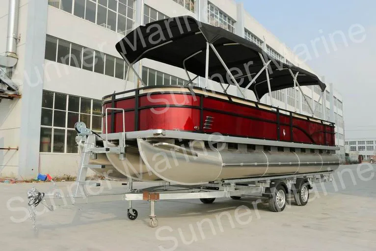 
25ft Aluminum Pontoon Boat Party Boat Suit for Container Load, triple pontoon tube, CE approved 