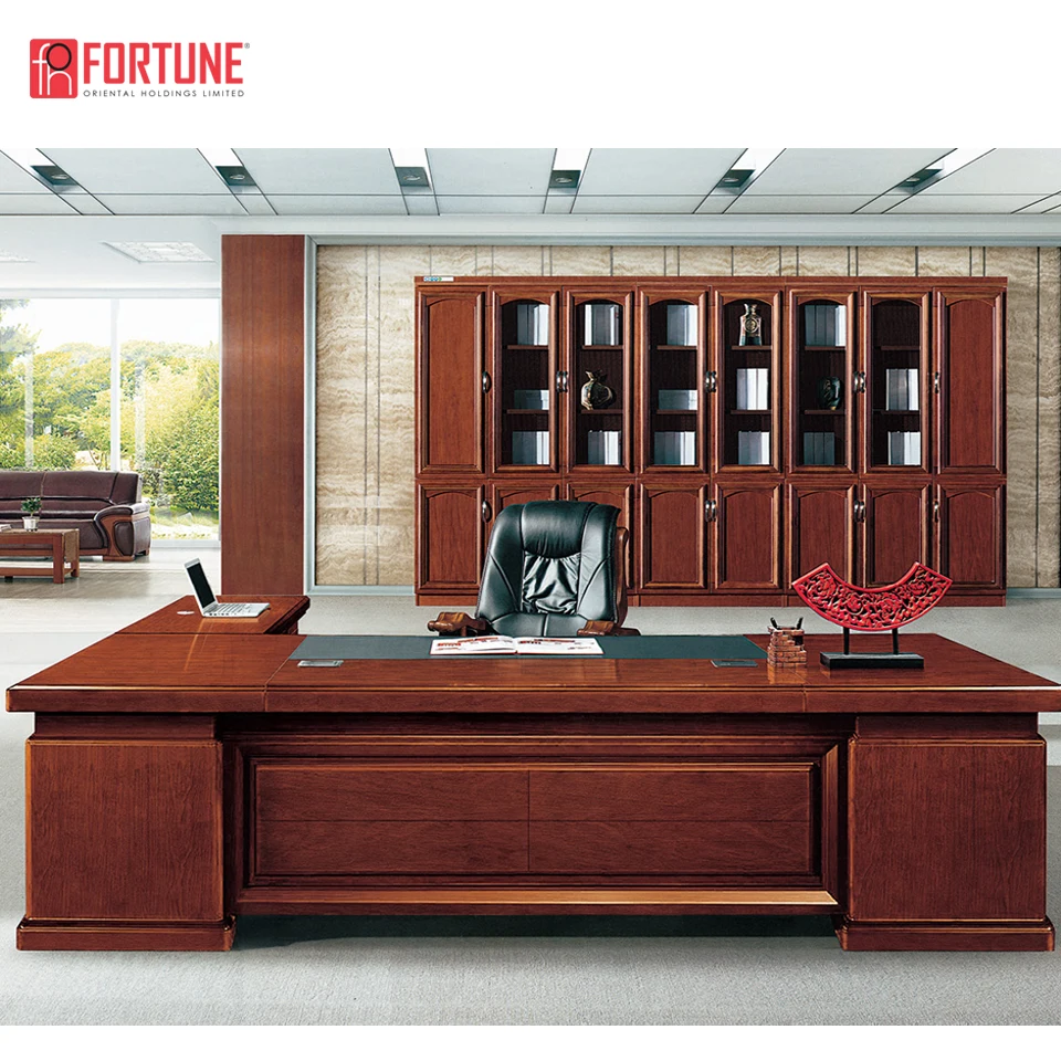 Simple modern office design light walnut wood office desk