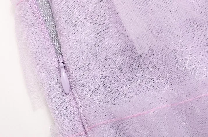 2022 New Fashion Women With Lining Bow Mesh Lace Patchwork Long Skirt Dress Elastic Waist Solid Color Sweet Casual Bubble Skirt