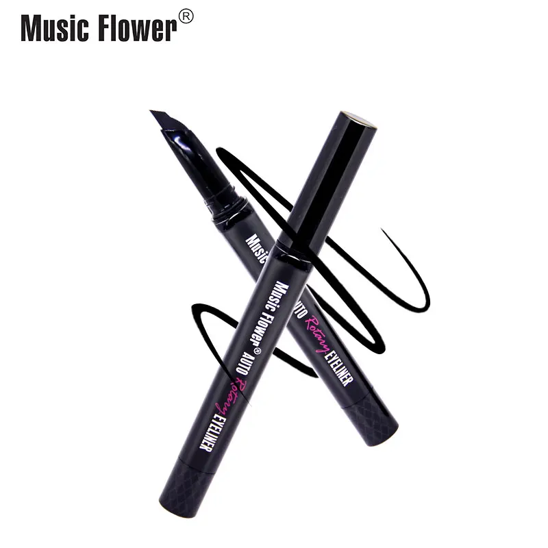 Music Flower High Quality OEM  Black Waterproof Makeup longwearing Smudgeproof Auto Rotating Push up Matte Eyeliner Pencil