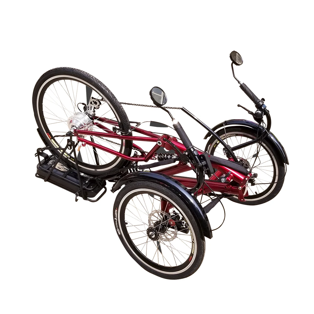 Free Shipping Rear Suspension 250W or 500W Electric 3 Wheel Semi Recumbent Bikes Trike for Adults