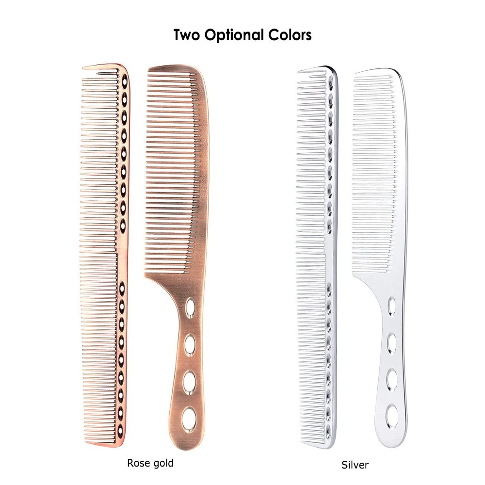 Wide Tooth Comb Logo Hot Straightening Comb Hair Comb with Handle Aluminum Hair Brush