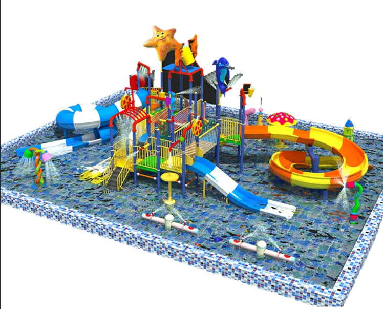 Custom Outdoor playground Plastic Tube Slides Large Water Park With Splash Equipment