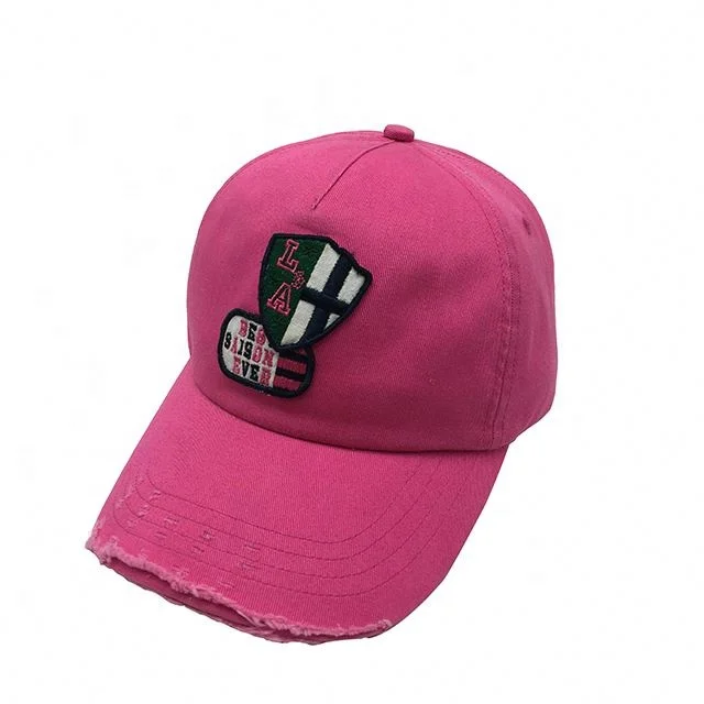 Оптовые розовый проблемных бейсболка с вышивкой значок