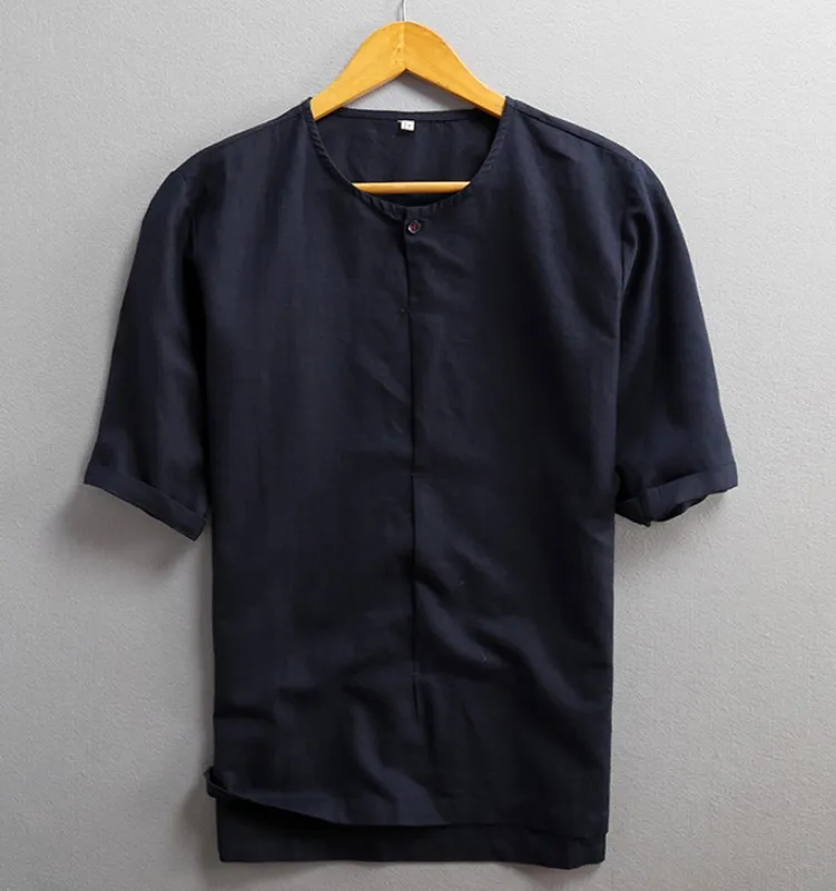 Low MOQ wholesale classical chinese style shirt linen/cotton linen fabric shirt/classic linen shirts for men