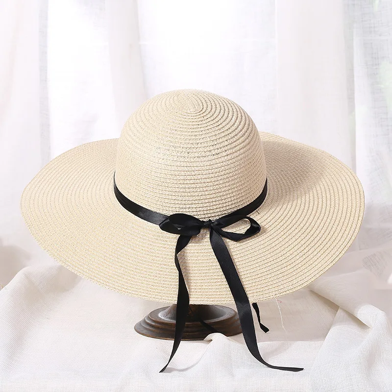Hot Sale Round  Raffia Wide Brim Straw Hats Summer Sun Hats for Women