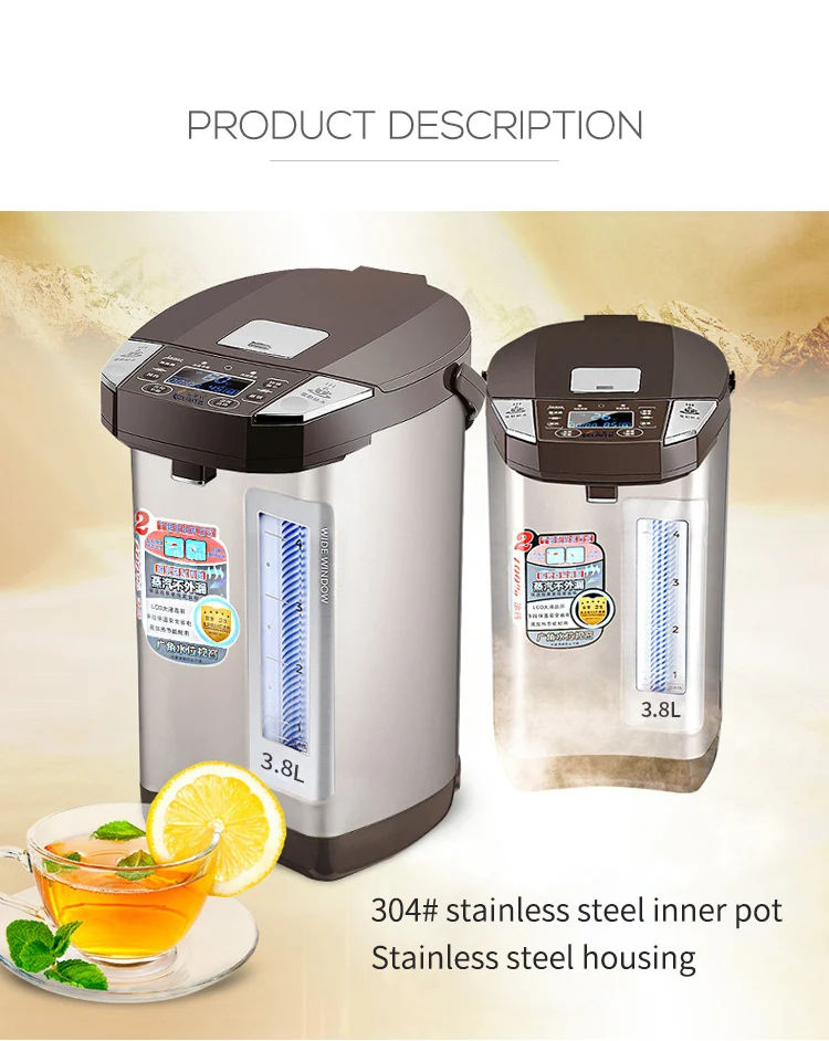 
3.8 Litre LCD display with 5 temperature settings, SUS304 Thermo Air Pot Electric Kettle,OEM hot water pot electric 