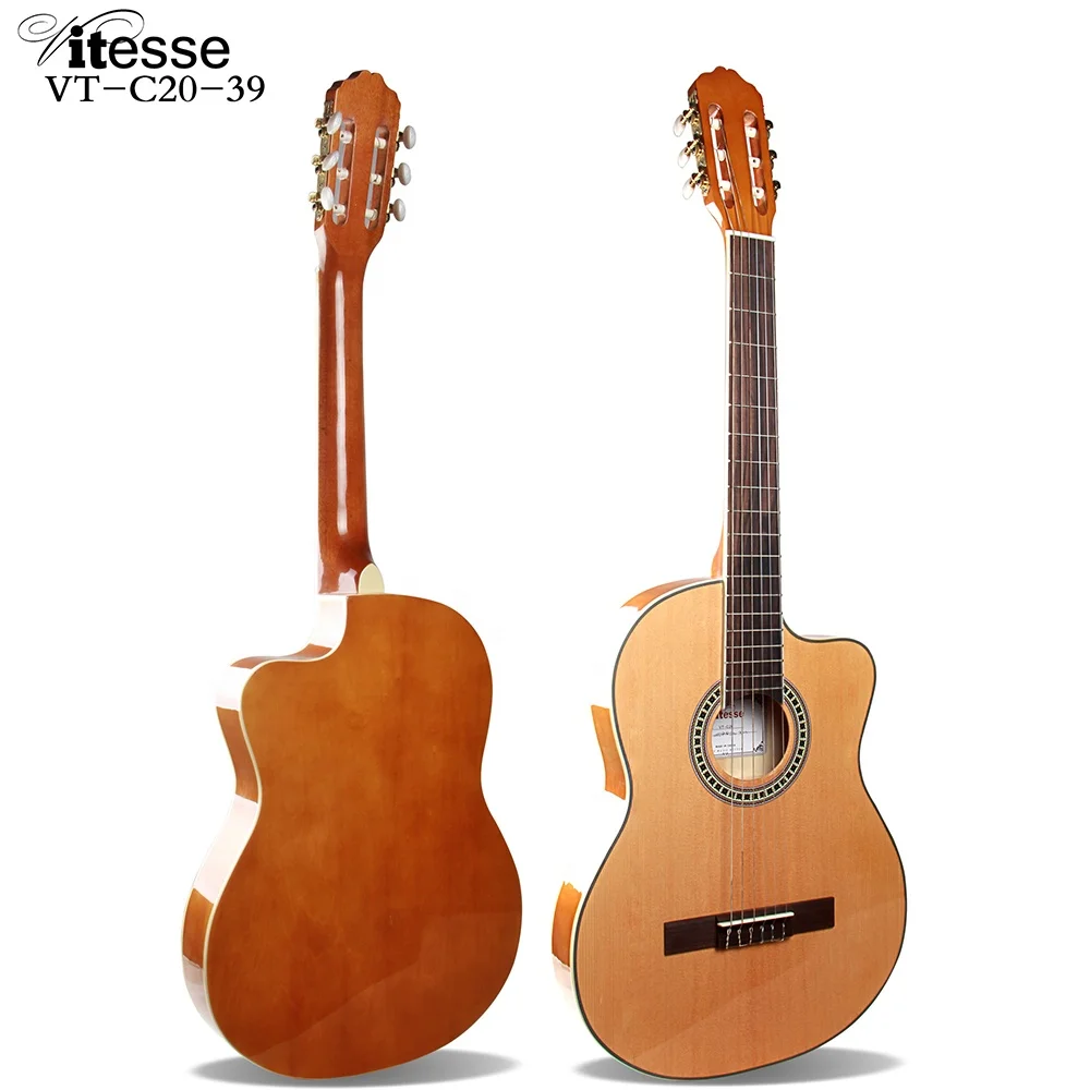 Factory Cheap Prices 6 string 39 Inch Spruce Rosewood Basswood Cutaway Acoustic Thin Body Classical Guitars With Case