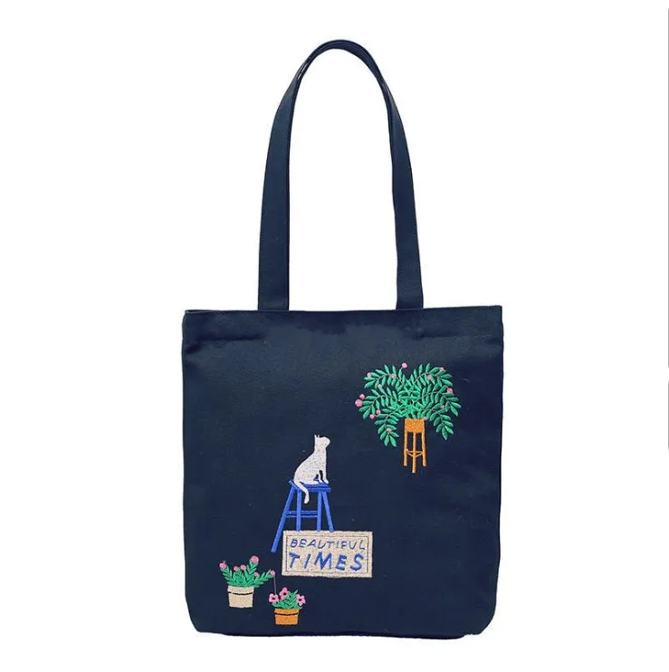 Direct manufacturer eco cotton canvas shopping tote bag embroidery tote bag