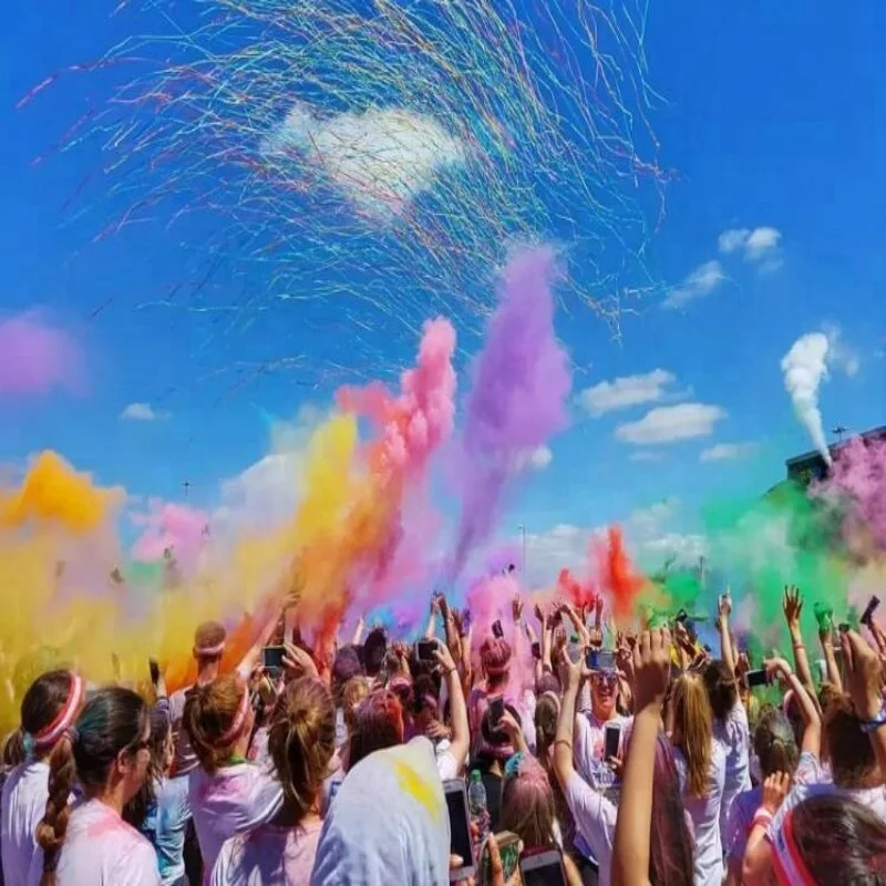 Confetti Cannon Holi Colour Run Powder Shooter Running Corn Flour Color Smoke