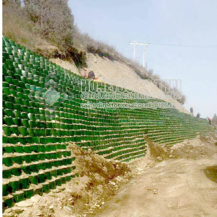 
honeycomb retaining wall with plastic HDPE geocell 