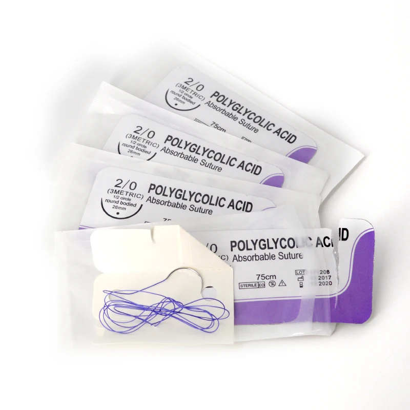 Surgical sterilized absorbent PGA polyglycolic acid sutures
