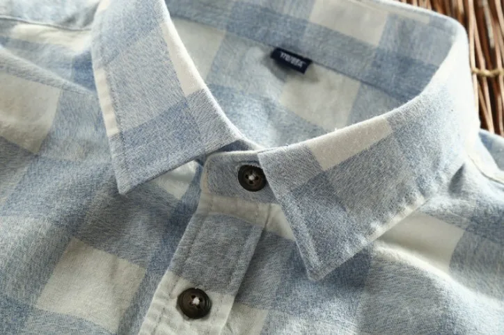 
OEM services 100% cotton fit plaid cotton linen/hemp button-down shirt in bulk Custom design casual street shirt men 