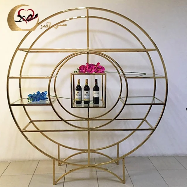 
Commercial hotel modern bar back metal wedding decor wine display rack 