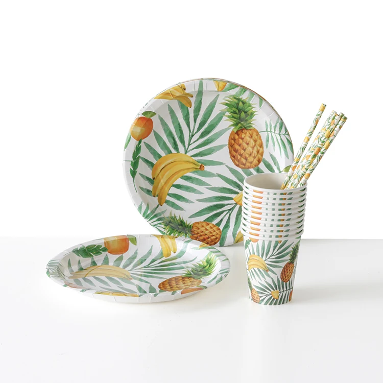 YR Hawaii Party Tableware Set Birthday Party Supplies