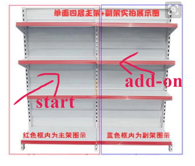Single-sided Feature and Metallic Material European Style Supermarket Shelf Grid Display