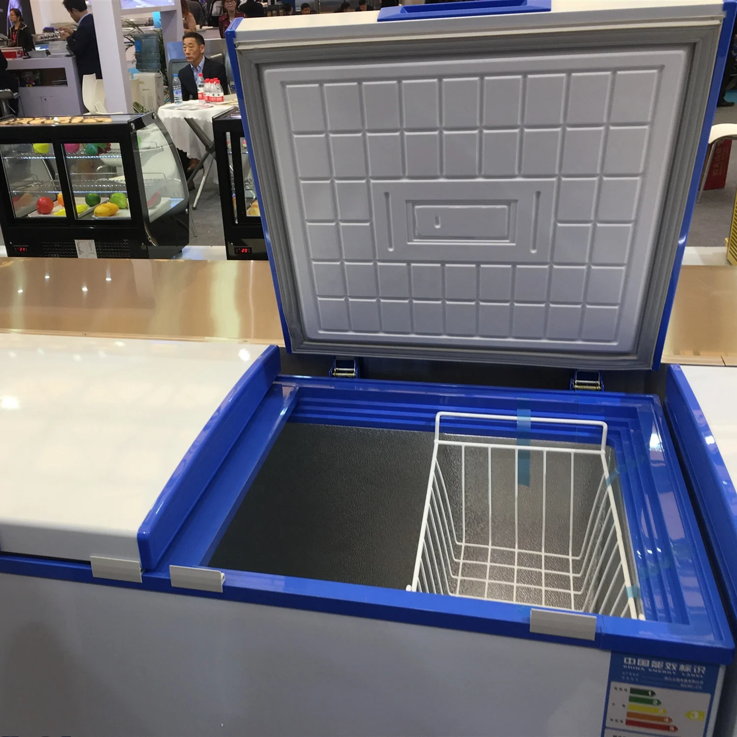 280L Deep freezer cola ice cream chest freezers commercial sliding glass door gelato display cryogenic cabinet for supermarket