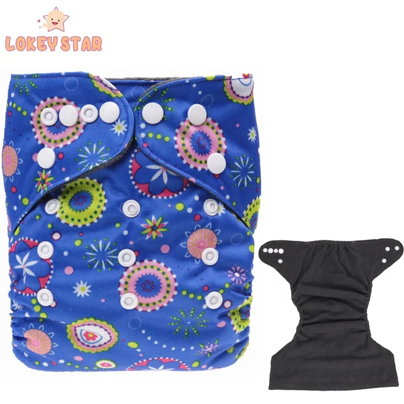Lokeystar Pink Monkey Bamboo Charcoal Snap Button Adjustable Portable Waterproof Diaper Pants Baby Cloth Diapers
