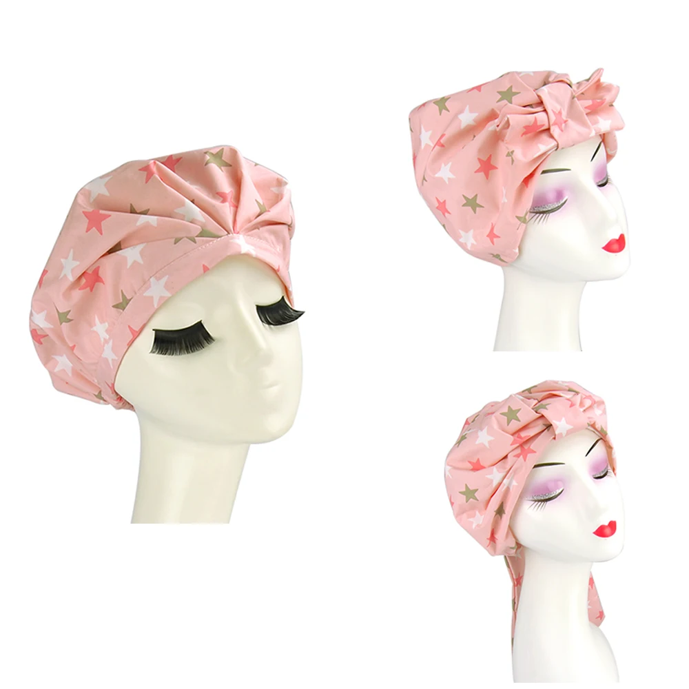 Лидер продаж печать под заказ водонепроницаемая шапочка для душа из ПВХ полиэстера с