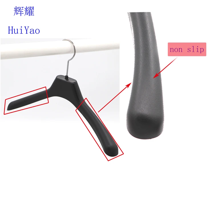 wholesale wide shoulder velvet flocked anti-slip jacket cloth hanger plastic suit hanger for winter coat clothes