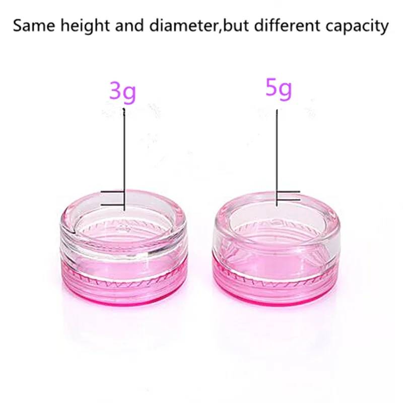 3ml clear plastic small jar nail art glitter powder 3 g pill jar with colorful caps