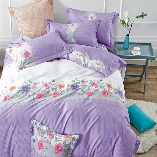 Spring use bedding pillow flat sheet fitted sheet duvet cover use 100% cotton fabric