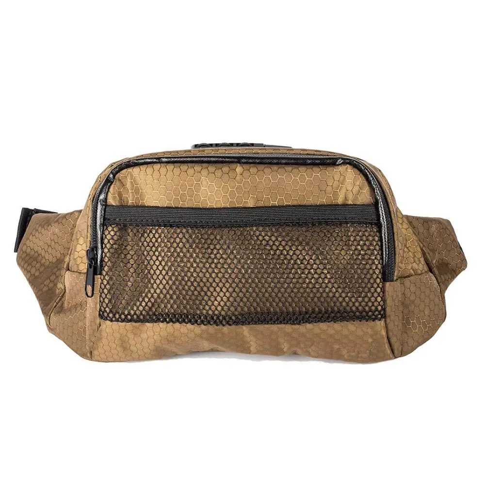 100% Odor Smell Proof Fanny Pack Waist Bag Carbon Fiber Lined with Combo Lock Embroidered Zipper & Hasp Water Proof Unisex Auton