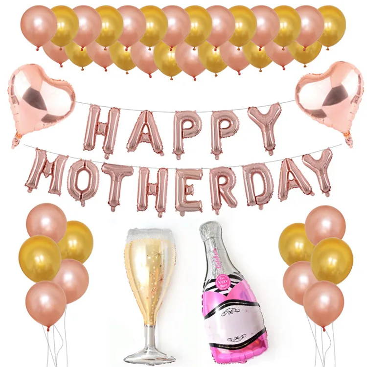 
Hanging Happy Mother Father Day Foil Balloons Banner Happy Birthday Self Inflatable Balloon Party Decoration Set 