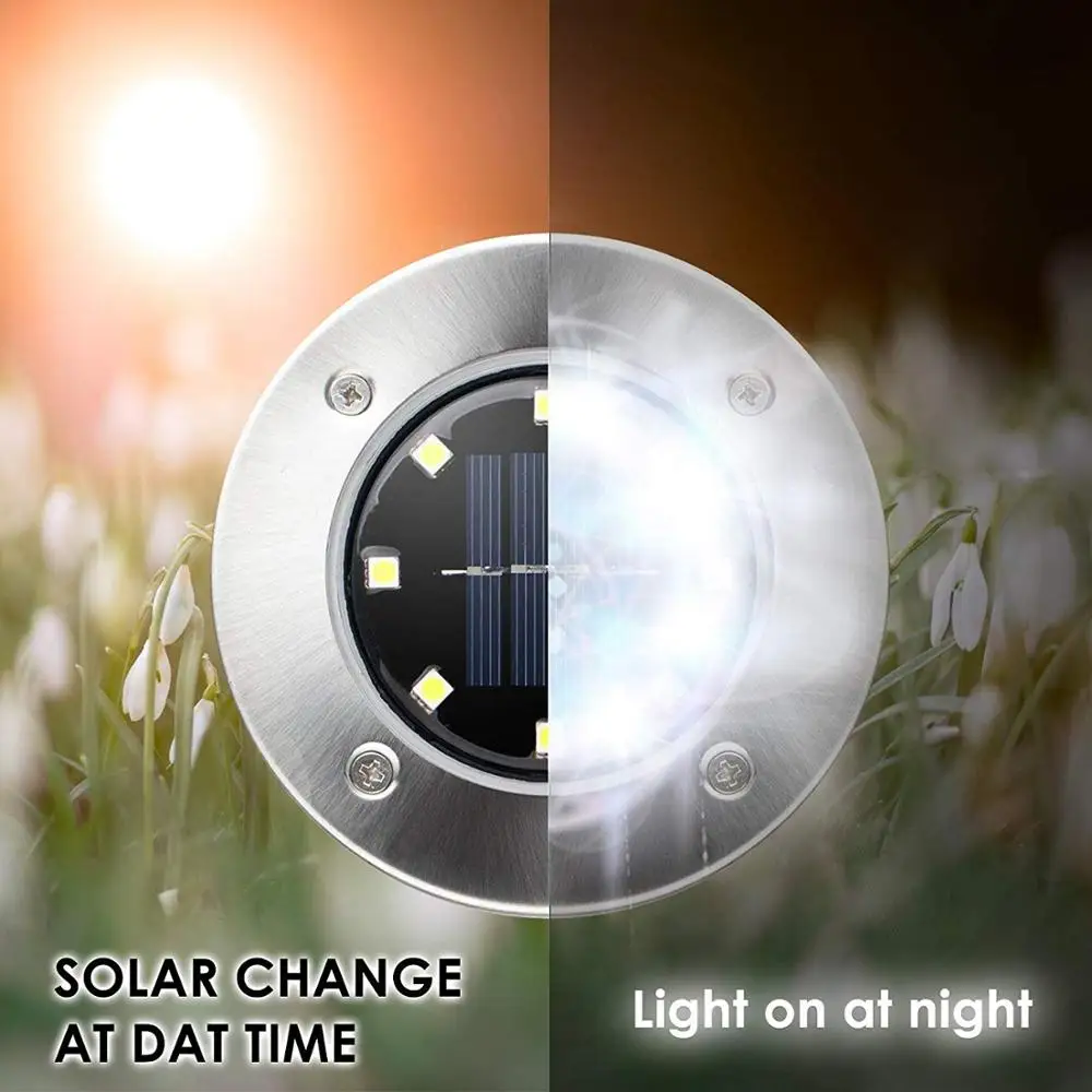 
4/8 Led Waterproof Fountain Swimming Pool Disk Light Automatic Light Sensor Outdoor in Ground Solar Garden Light for Yard Lawn 